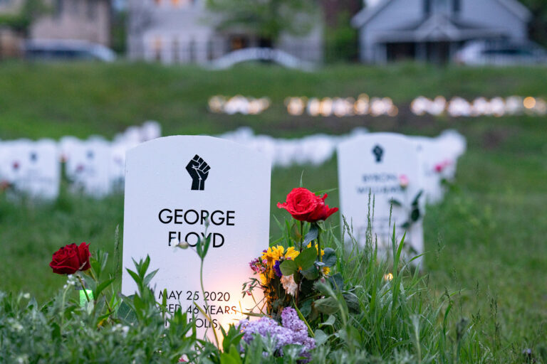 George Floyd at Say Their Names Cemetery, 2 year anniversary 1 George Floyd marker at Say Their Names Cemetery near George Floyd Square on the 2nd anniversary of his murder.