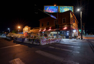 The George Floyd Memorial at George Floyd Square in May 2025. The area has been a place of protest since the May 25, 2020 murder of George Floyd.