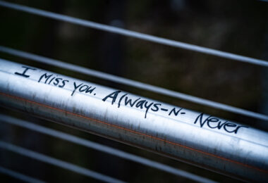 Graffiti found on the Martin Olav Sabo bridge that reads: “I miss you. Always -N- Never.