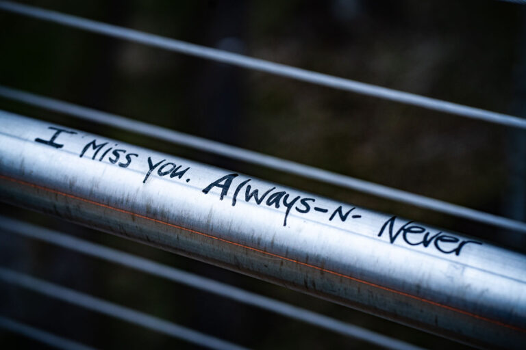 I miss you always n never in Minneapolis 3 Graffiti found on the Martin Olav Sabo bridge that reads: “I miss you. Always -N- Never.