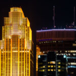 The Wells Fargo Tower and IDS Center in downtown Minneapolis.