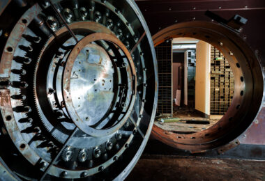 Vault inside a fire damaged US Bank vault. The bank was destroyed during riots following the May 25, 2020 murder of George Floyd by Minneapolis police officer Derek Chauvin.