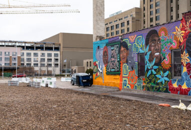 A mural by artist Melodee Strong on the side of a building on Lake Street.