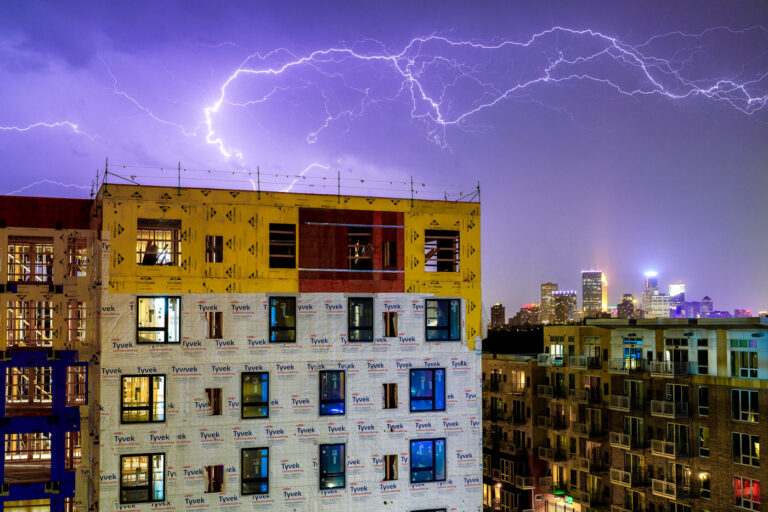 Lightning over Minneapolis development 4 A storm moves in over a large development in Uptown Minneapolis.