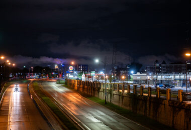 Looking down Hiawatha Avenue in South Minneapolis in May 2022.