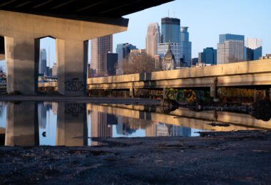 Minneapolis as seen from the Cedar Lake Trail.