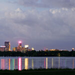 Minneapolis as seen near Thomas Beach on Bde Maka Ska.