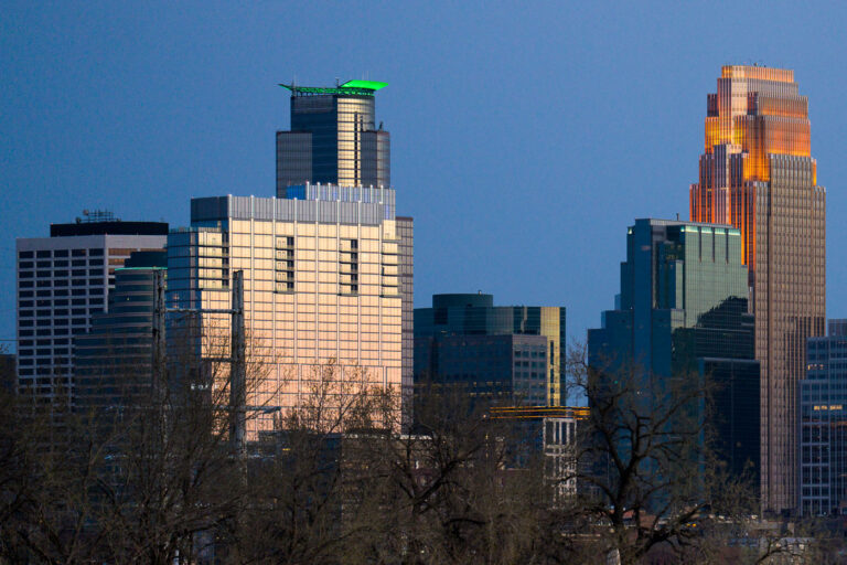 Minneapolis Skyline May 2022 3 Skyscrapers in downtown Minneapolis.