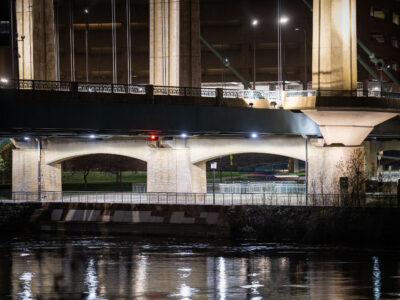 Hennepin Ave Bridge over Mississippi River at Night
