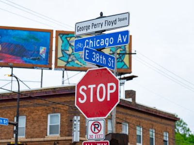 George Perry Floyd Square sign at Chicago Ave and E 38th St