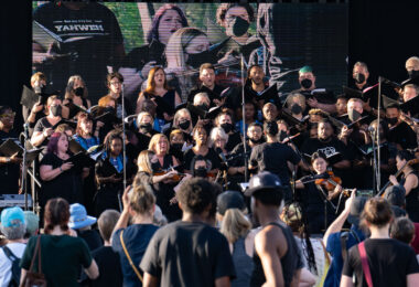 Music at the "Rise and Remember" festival at George Floyd Square.