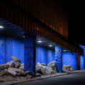 Large boulders placed to prevent homeless from camping outside a long vacant Supervalu store in South Minneapolis.