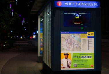 "Buses are currently not in service" at Alice Rainville Place in Minneapolis.