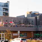 A full rooftop patio at Graze in Minneapolis's North Loop.