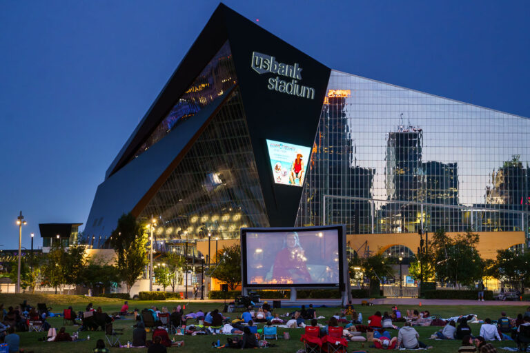 Movies in the park outside US Bank Stadium 4 "The Princess Bride" being played as part of Minneapolis "Movies in the Park".