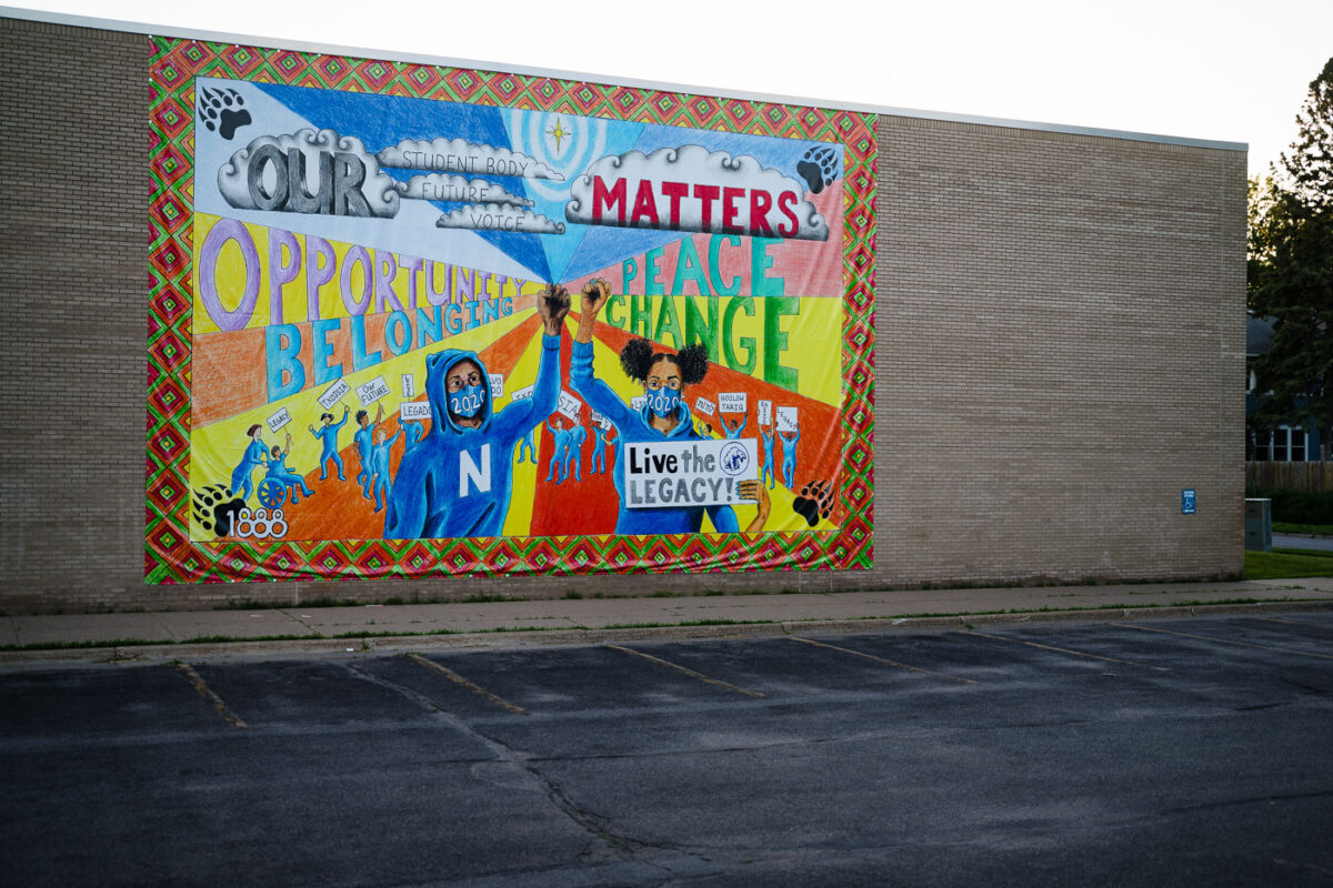 A mural on the side of North High School in North Minneapolis.