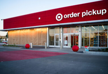 Paper over a recently done mural on the East Lake Target store in Minneapolis. The store was heavily damaged during riots following the May 25, 2020 murder of George Floyd.