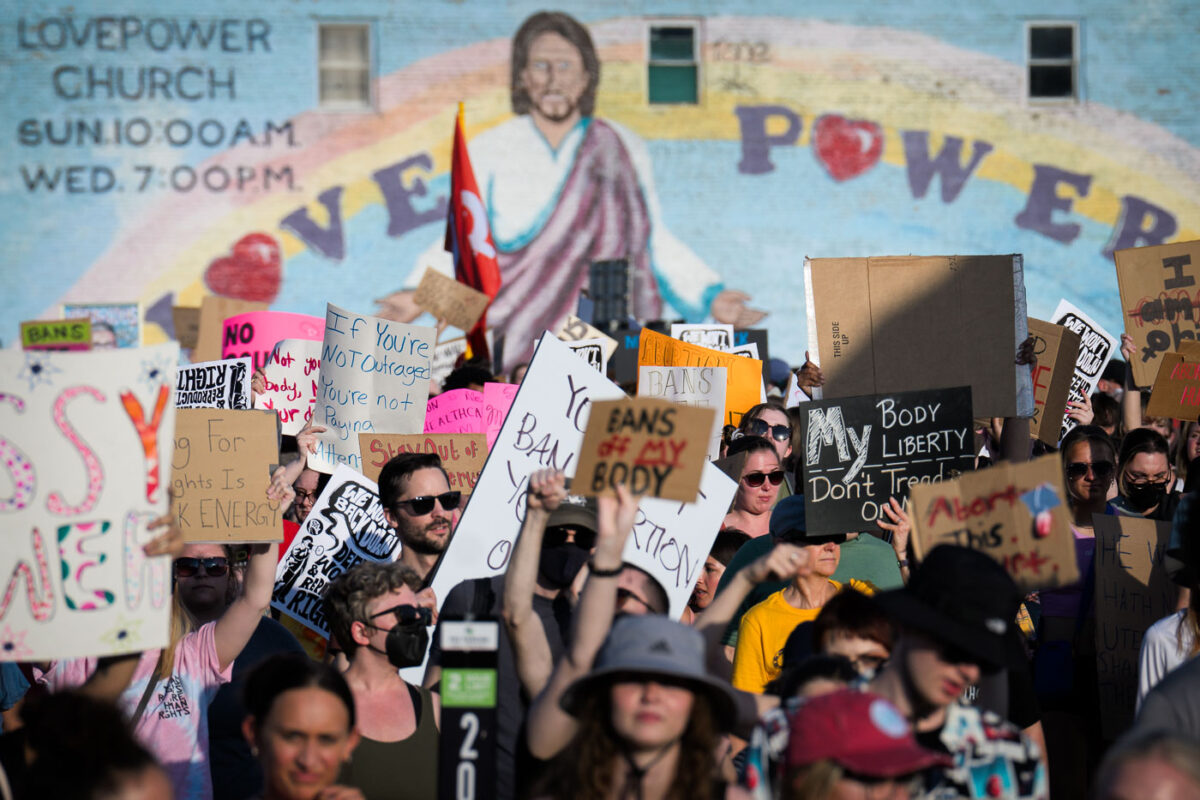 Protesters march through Minneapolis on June 24th, 2020 following the Supreme Court overturning Roe V. Wade.