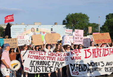 Protesters march in Minneapolis on June 24th, 2020 following the Supreme Court overturning Roe V. Wade.