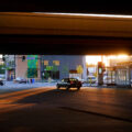 Sun goes down under the I-35W bridge in Minneapolis.