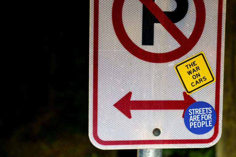Streets are for people - The War On Cars 2 Stickers found in Minneapolis that reads: "The War On Cars" and "Streets Are For The People".