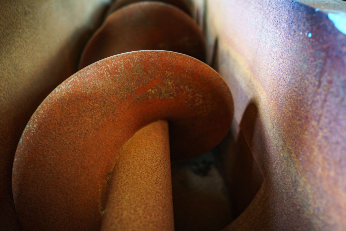 Rusted cast iron valve inside the abandoned Fruen Mill in Minneapolis.