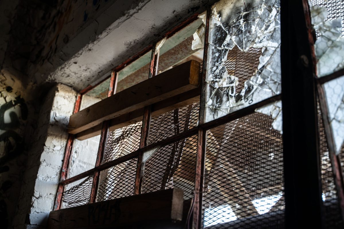 Deteriorated metal grating and structural framework inside the abandoned Fruen Mill in Minneapolis.