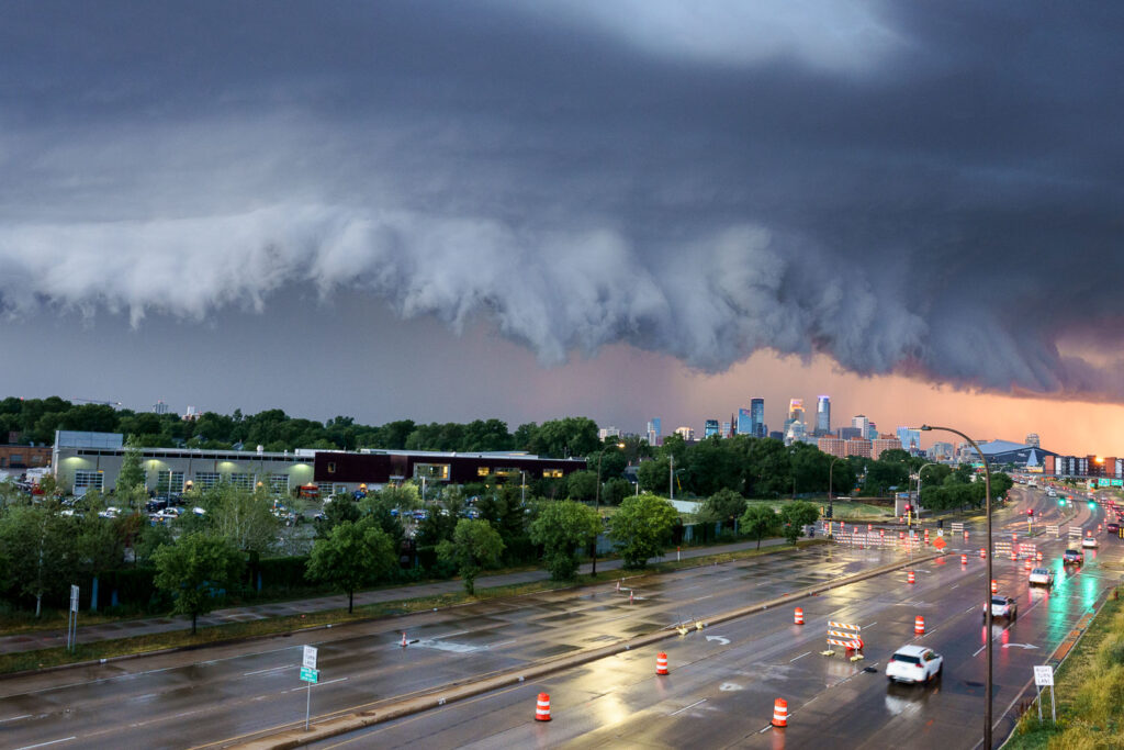 Storm clouds roll through Minneapolis on July 12, 2022.