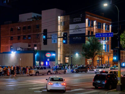 Minneapolis: Washington Ave & N 5th Ave at Night