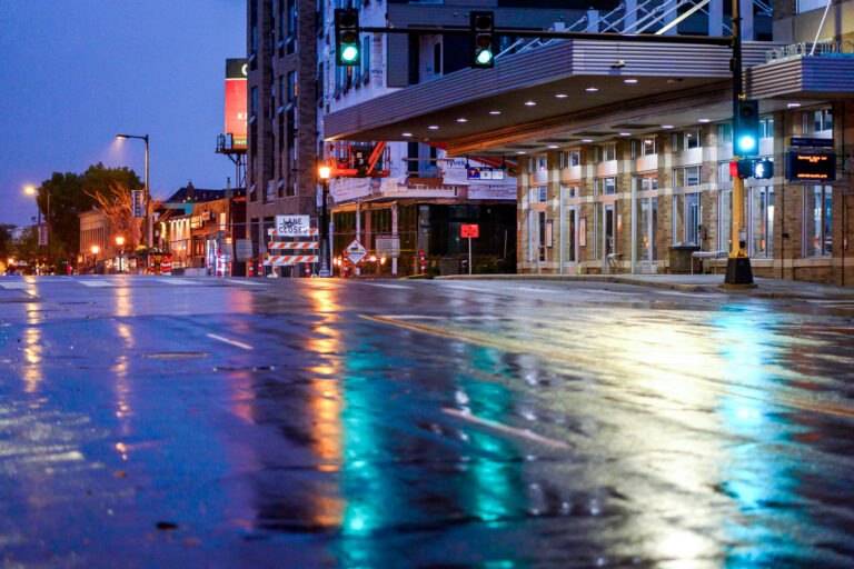 Rainy Uptown Bus Shelter 4 Development of a new 7 story apartment building on Hennepin Avenue in Uptown Minneapolis.