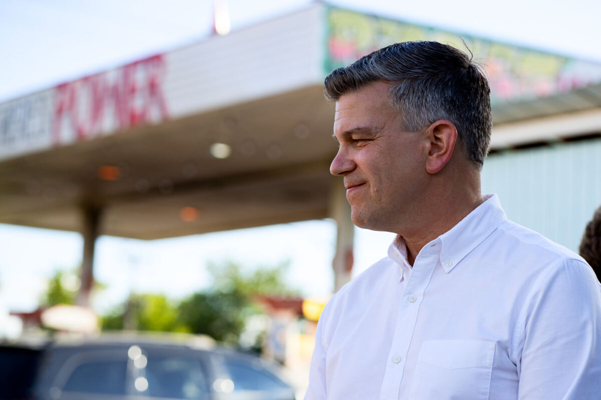 Ryan Winkler, a candidate for Hennepin County Attorney at George Floyd Square for a "Community Conversation - Let's talk about public safety". The panel included other candidates as well as the interim Chief of Police.