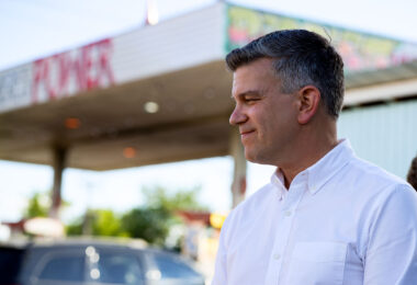 Ryan Winkler, a candidate for Hennepin County Attorney at George Floyd Square for a "Community Conversation - Let's talk about public safety". The panel included other candidates as well as the interim Chief of Police.