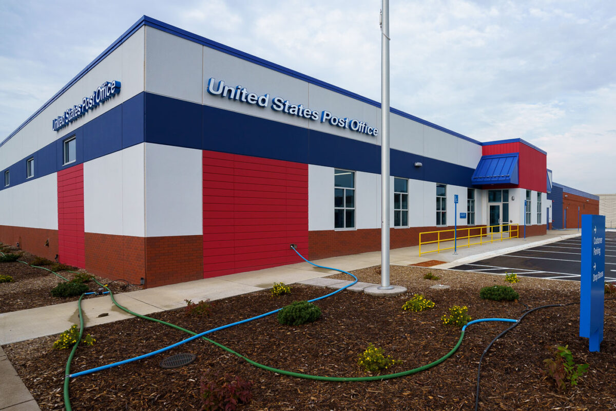 The new Lake Street Station Post Office almost completed. The post office replaces the previous building that burned down during protests following the May 25, 2020 murder of George Floyd.