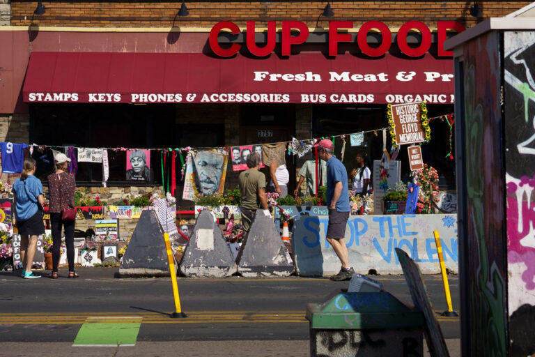 Visitors at George Floyd Memorial August 2022 1 Visitors at the George Floyd Memorial at George Floyd Square following a shooting death hours that occurred hours earlier.