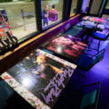 Purple Rain and Dessa album covers as tabletops in the Moxy Hotel on Lake Street in Uptown Minneapolis.