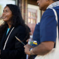 Saraswati Singh, a candidate for Hennepin County Attorney at George Floyd Square for a "Community Conversation - Let's talk about public safety". The panel included other candidates as well as the interim Chief of Police.