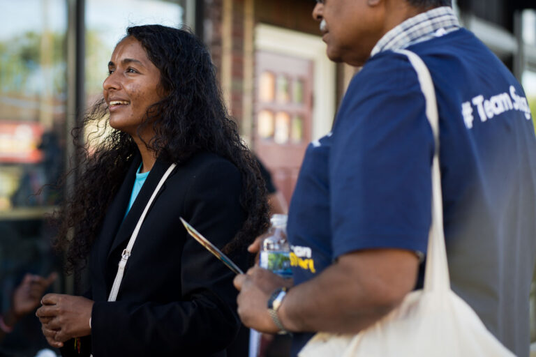 Saraswati Singh at George Floyd Square 2 Saraswati Singh, a candidate for Hennepin County Attorney at George Floyd Square for a "Community Conversation - Let's talk about public safety". The panel included other candidates as well as the interim Chief of Police.