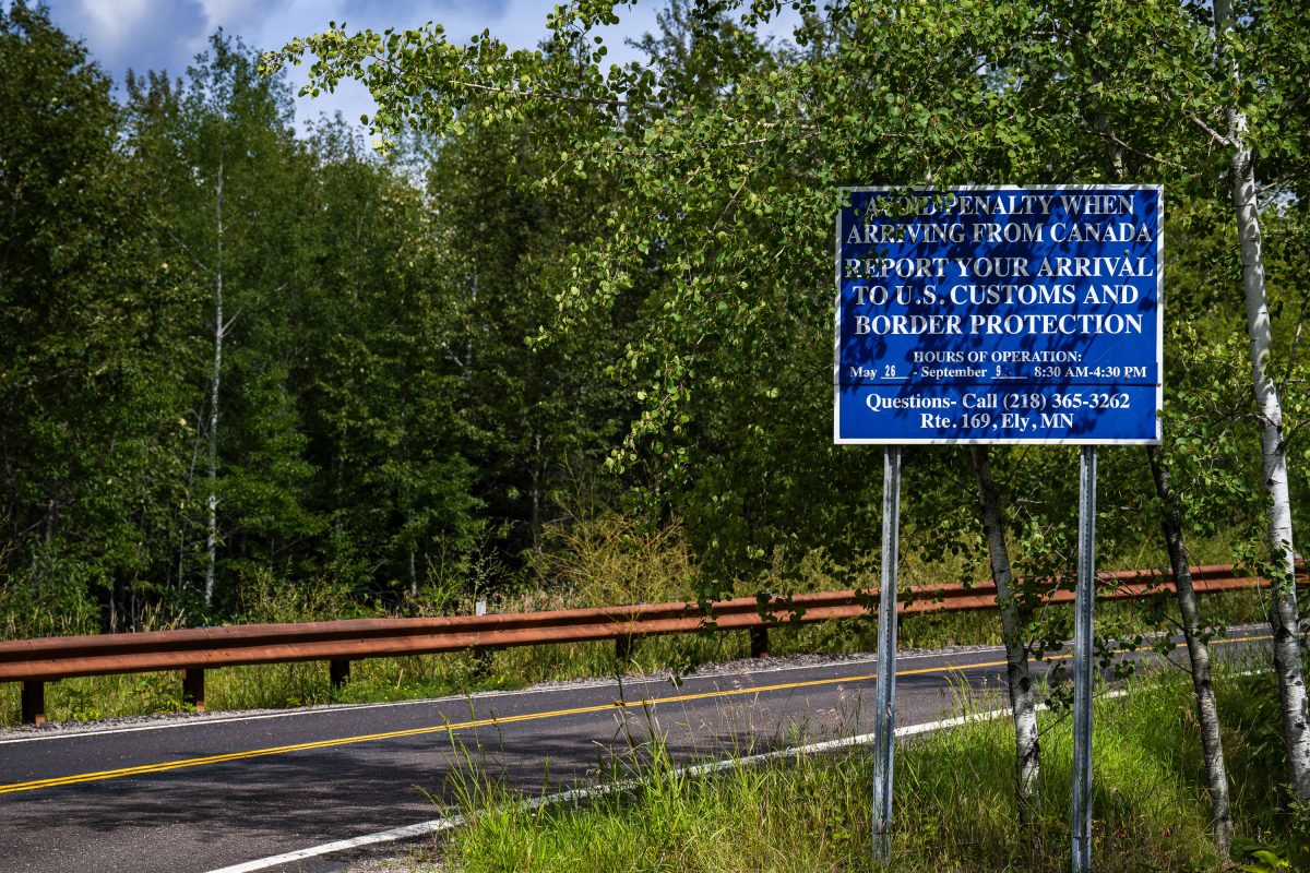 US Customs and Border Protection sign near Moose Lake, Minnesota