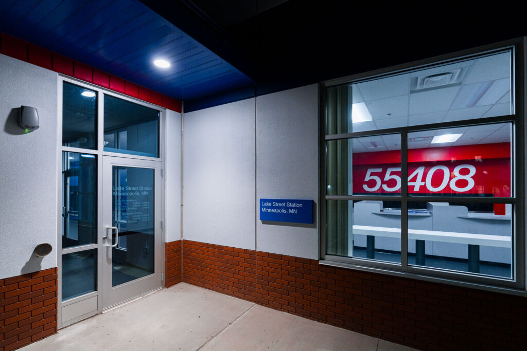 The rebuilt Lake Street Station post office almost ready to open.
