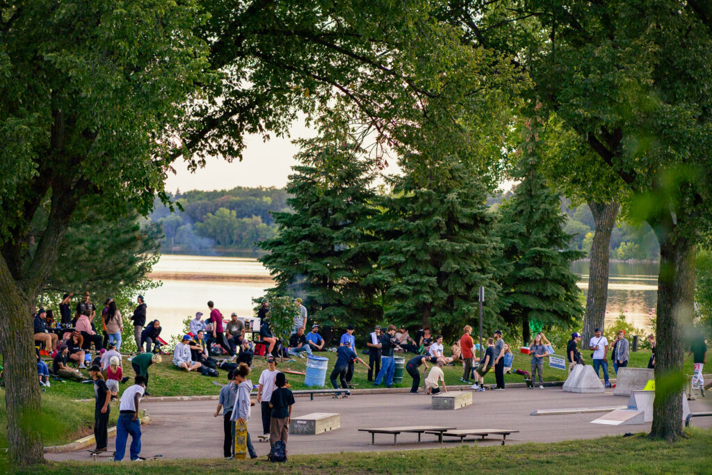 Temporary skate park on Bde Maka Ska in Minneapolis.