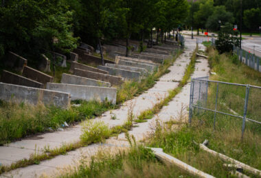 2 years ago the city closed a large part of the Little Earth Trail after tents returned to the Wall of Forgotten Natives, where homeless gathered in 2018. With the fencing, the city also made it a graveyard of old metal street poles and concrete barricades. It's still closed off.