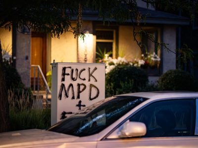 Graffiti on Electrical Box: "FUCK MPD" in Uptown Minneapolis