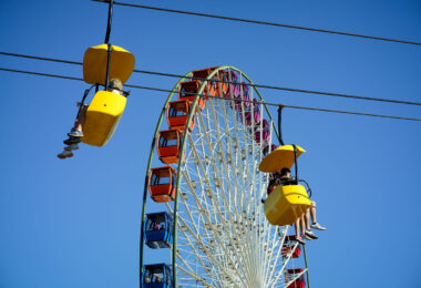 The Sky Ride and ferris wheel at the Minnesota State Fair.