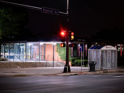 Minneapolis Police 5th Precinct, Nicollet Ave at Night