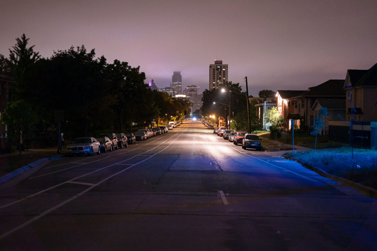 Portland Avenue in South Minneapolis at night