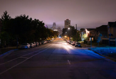 Downtown Minneapolis as seen looking down Portland Avenue in South Minneapolis.