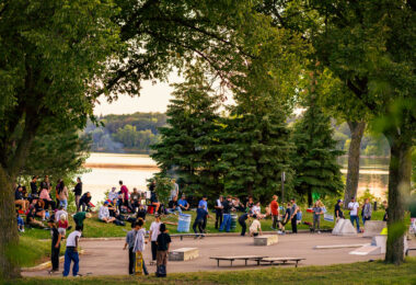 Temporary skate park on Bde Maka Ska in Minneapolis.