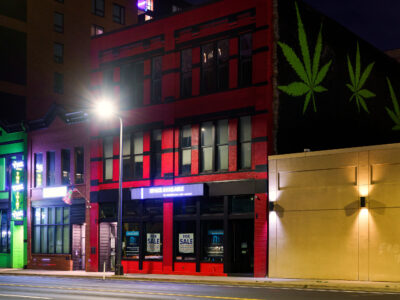 The THC Joint, Minneapolis: Cannabis Mural on Red Brick Building