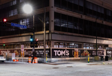 Tom's Watch Bar build out happening on Hennepin Avenue in Downtown Minneapolis.