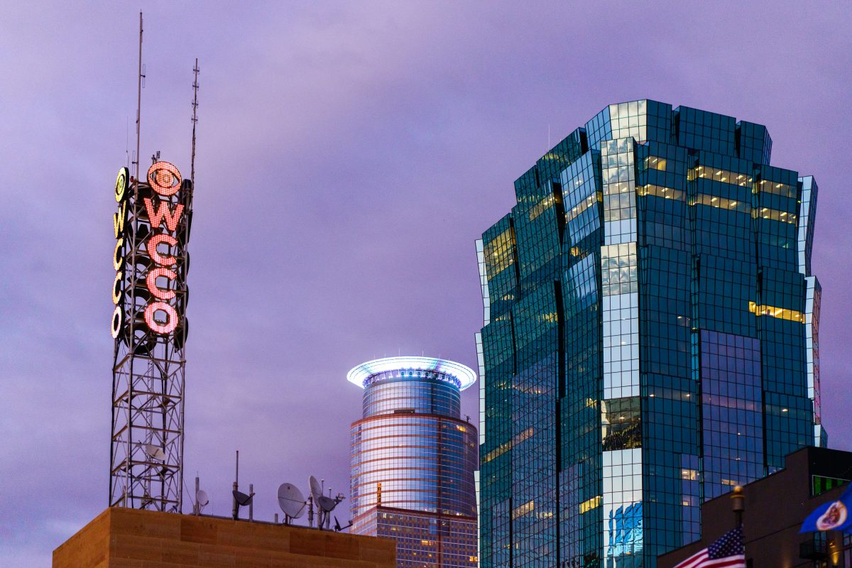 WCCO Weather Sign in Downtown Minneapolis